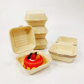 6″x6″ Sugarcane Bagasse Clamshell Hamburger Box