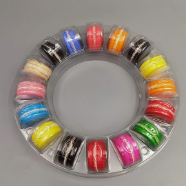 16-Compartment Round Plastic Macaron Container