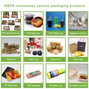 bagasse packaging, cornstarch packaging, paper packaging, plastic disposable packaging