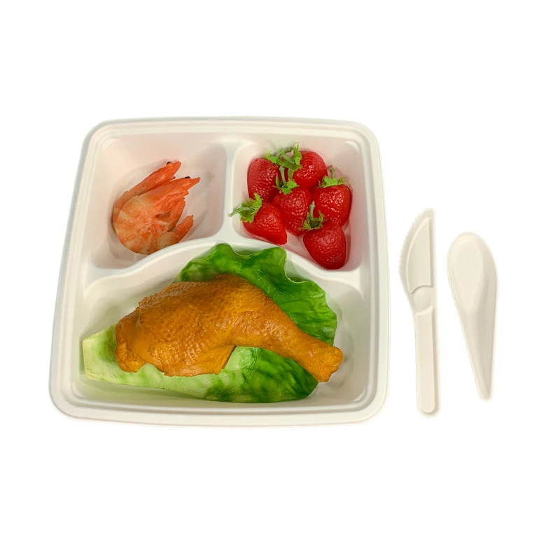 9Inch 3Compartments Bagasse Food Takeaway Box