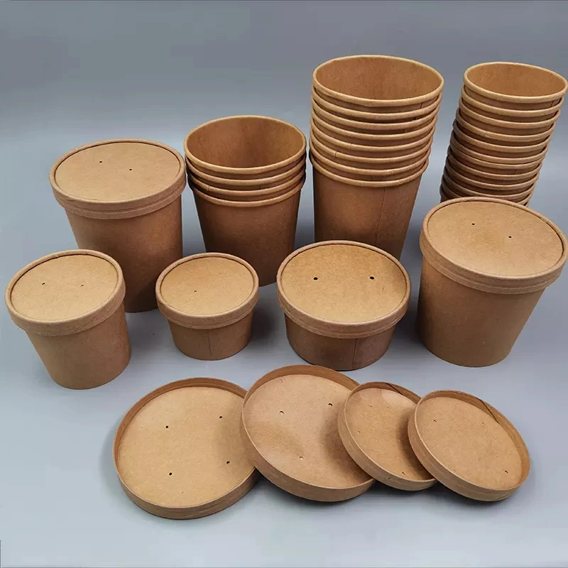 Biodegradable Disposable Kraft Salad Bowl and Soup Cups