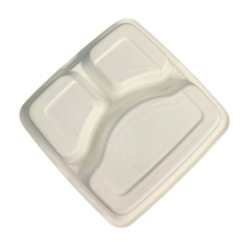 9Inch 3Compartments Bagasse Food Takeaway Box