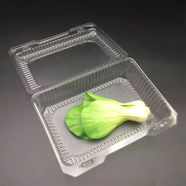 Clear PET Plastic Clamshell Vegetable Packaging Box