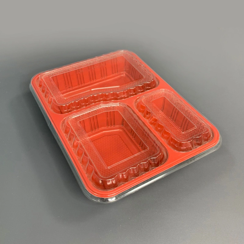 3 Compartment Plastic Lunch Container with PET Lid