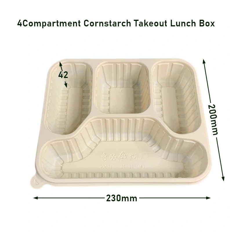 4Compartment Biodegradable Cornstarch Lunch Box