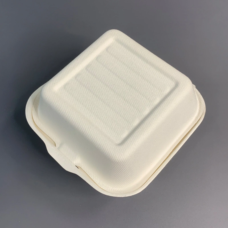 Bagasse Clamshell Container Hamburger Box Hinged