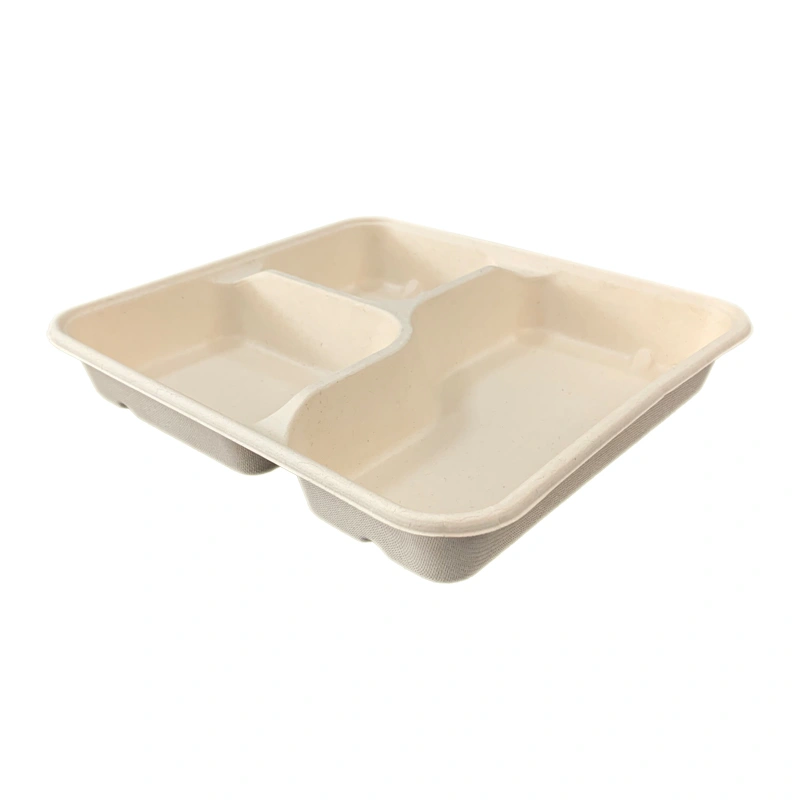 Eco-friendly 3Compartment Bagasse Meal Tray