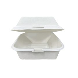 Factory biodegradable 6*6-inch sugarcane bagasse burger box container