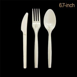 6.7-inch white disposable PS cutlery knife fork spoon