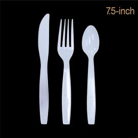 7.5-inch white disposable PS cutlery knife fork spoon