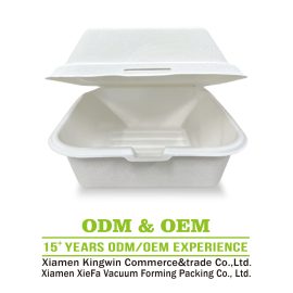 Eco-friendly compostable sugarcane bagasse burger box takeaway packaging