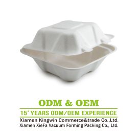 6 * 6 inch custom biodegradable sugarcane bagasse burger box container