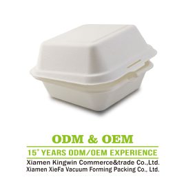 6*6 inch compostable sugarcane bagasse burger box biodegradable food container