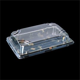 170*125*43mm RPET Plastic Sushi Tray With PET lid