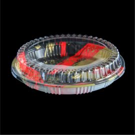 290*63mm Round RPET Plastic Sushi Tray With PET lid