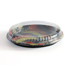 315*60mm Round RPET Plastic Sushi Tray With PET lid