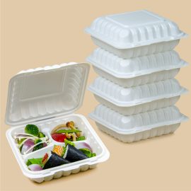 White 3 compartments takeaway packaging wholesale clamshell PP lunch box